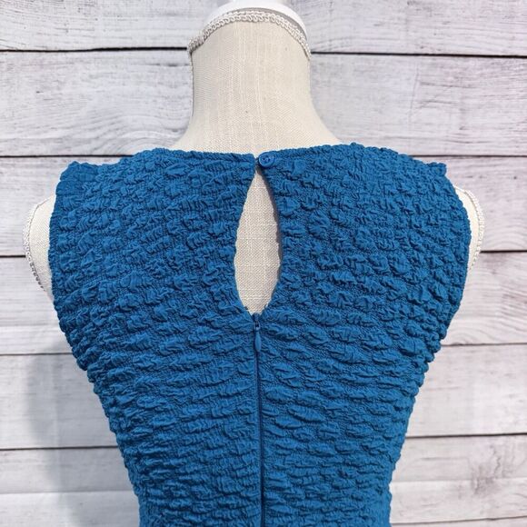 By Anthropologie Textured Mini Shift Dress Size XXS Blue New Stretch Sleeveless - Picture 5 of 10